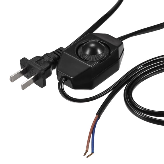Uxcell Lamp Cord with Dimmer Switch Power Wire 1.8M Black Lamp Repair Part 2Pcs