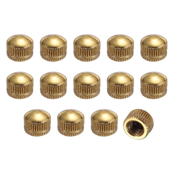 Uxcell Lamp Screw Cap M6x10.6mm, 14Pcs Knurled Threaded Cap Nuts Decorative Lamp Shade Finial Knob Replacement Parts for Light Fixture Decor Repair Household DIY, Natural Copper