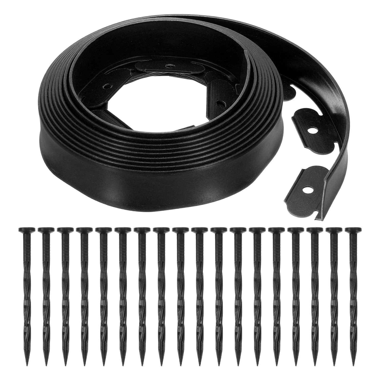 Uxcell Landscape Edging, 1Pcs 20FT x 2" Garden Edging Kit with 18 Stakes for Garden Lawn Flower Bed (Black)