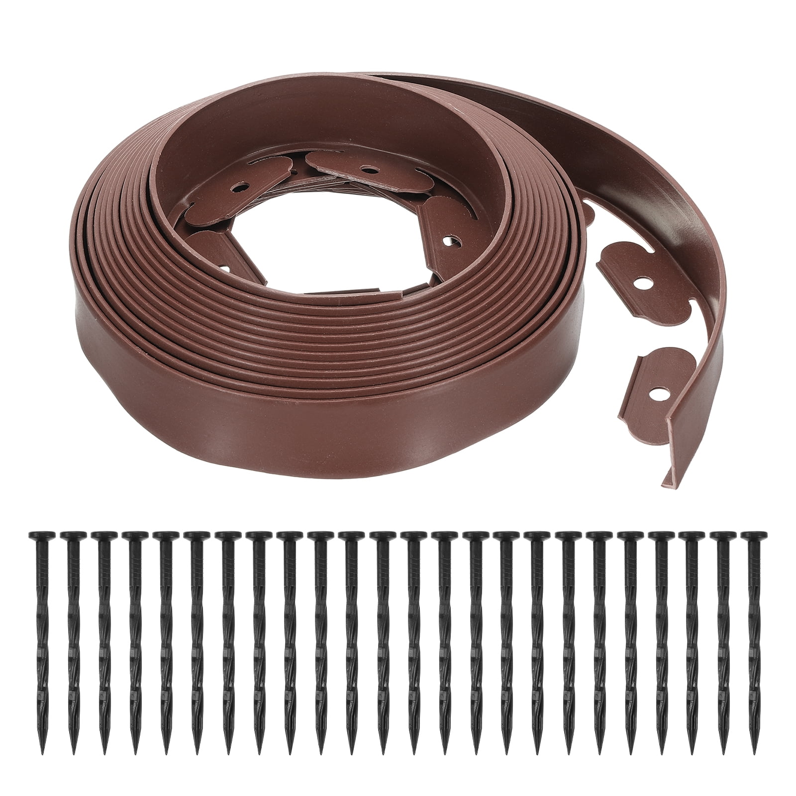 Uxcell Landscape Edging, 1Pcs 26FT x 2" Garden Edging Kit with 24 Stakes for Garden Lawn Flower Bed (Brown)