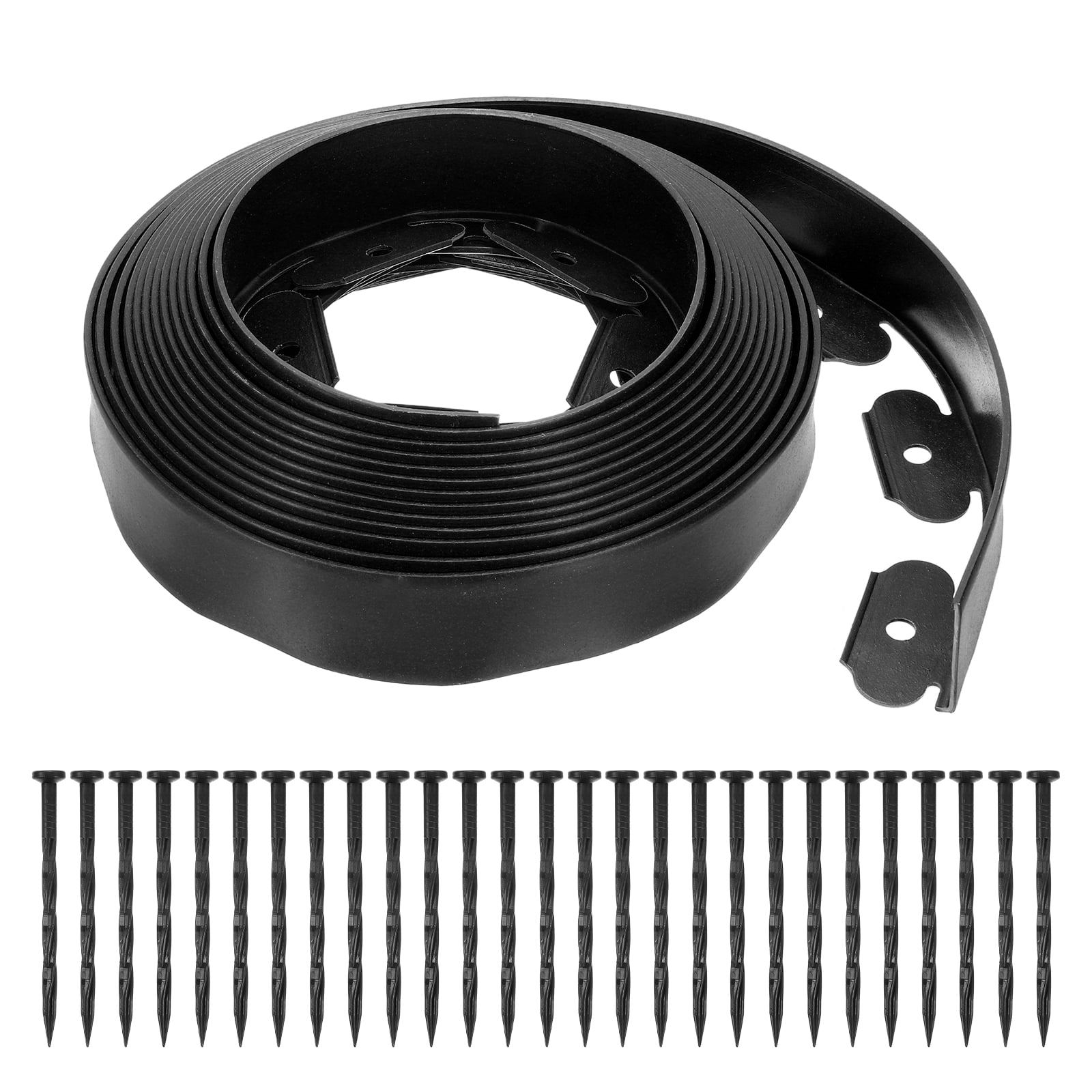 Uxcell Landscape Edging, 1Pcs 30FT x 2" Garden Edging Kit with 27 Stakes for Garden Lawn Flower Bed (Black)