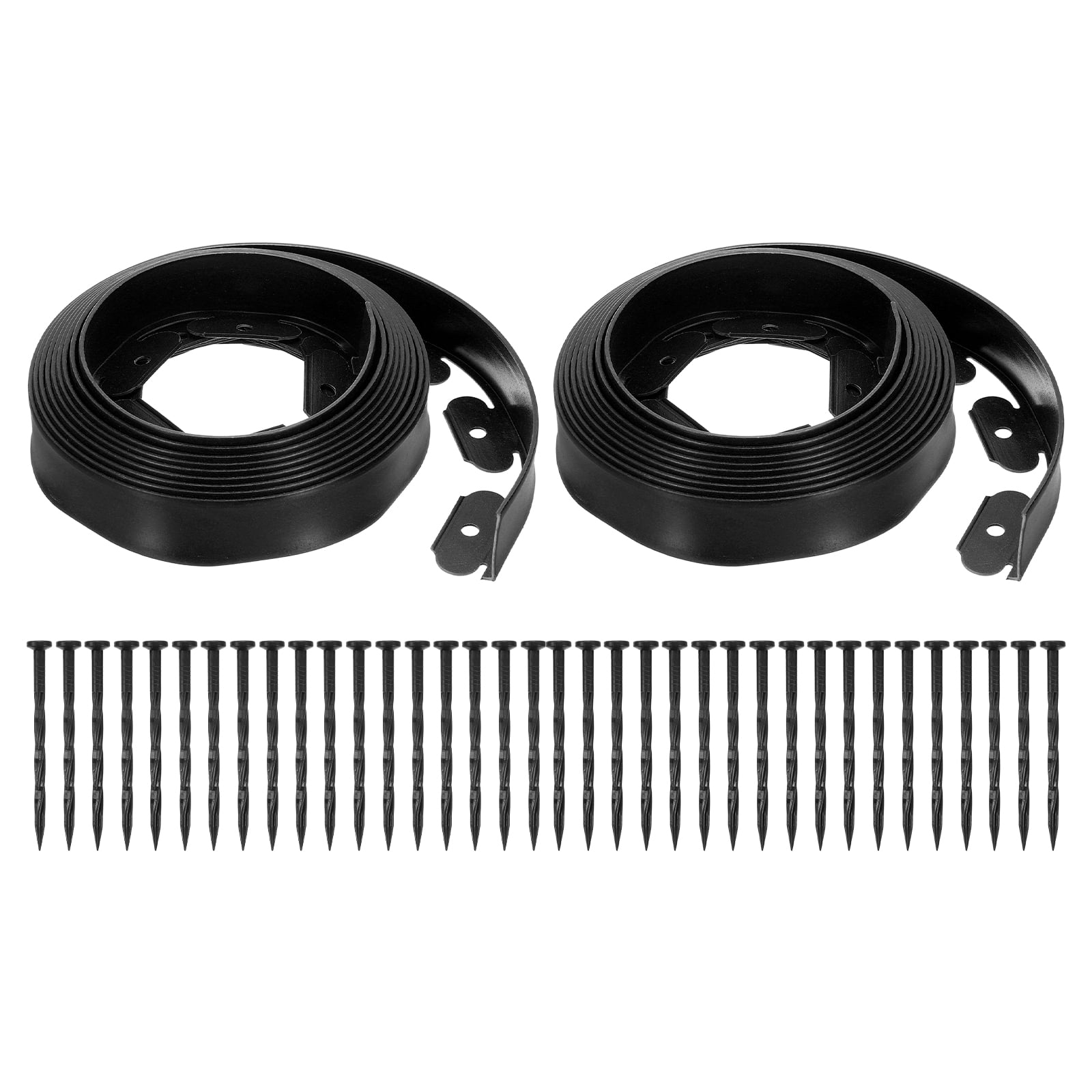 Uxcell Landscape Edging, 2Pcs 40FT x 2" Garden Edging Kit with 36 Stakes for Garden Lawn Flower Bed (Black)