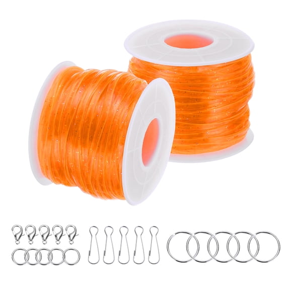 Uxcell Lanyard String Kit, 2 Rolls Glitters Lacing Cord with Accessories, Orange
