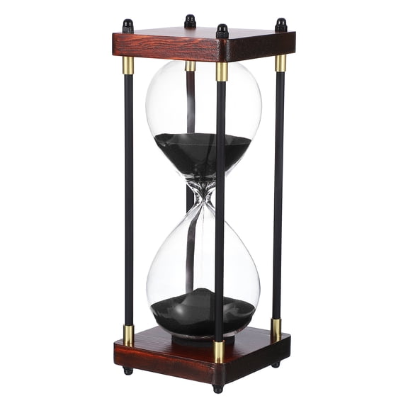 Uxcell Large Decorative Sand Timer, 30 Minutes Wood Hour Glass Timer Modern Wooden Hour Glass for Cooking Game Office Classroom Kitchen Home, Black(Style 2)