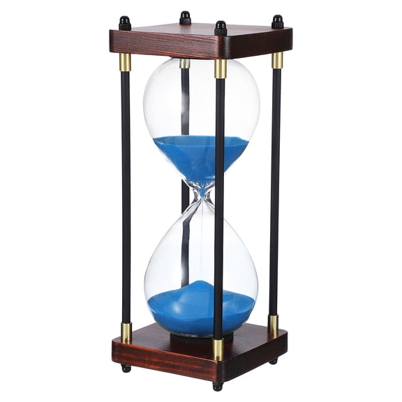 Uxcell Large Decorative Sand Timer, 30 Minutes Wood Hour Glass Timer Modern Wooden Hour Glass for Cooking Game Office Classroom Kitchen Home, Blue(Style 2)
