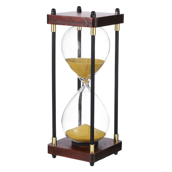 Uxcell Large Decorative Sand Timer, 30 Minutes Wood Hour Glass Timer Modern Wooden Hour Glass for Cooking Game Office Classroom Kitchen Home, Gold Tone(Style 2)