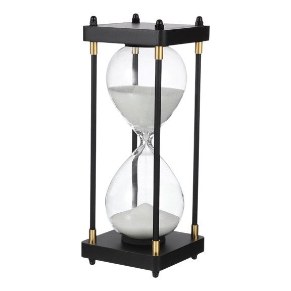 Uxcell Large Decorative Sand Timer, 30 Minutes Wood Hour Glass Timer Modern Wooden Hour Glass for Cooking Game Office Classroom Kitchen Home, White(Style 1)