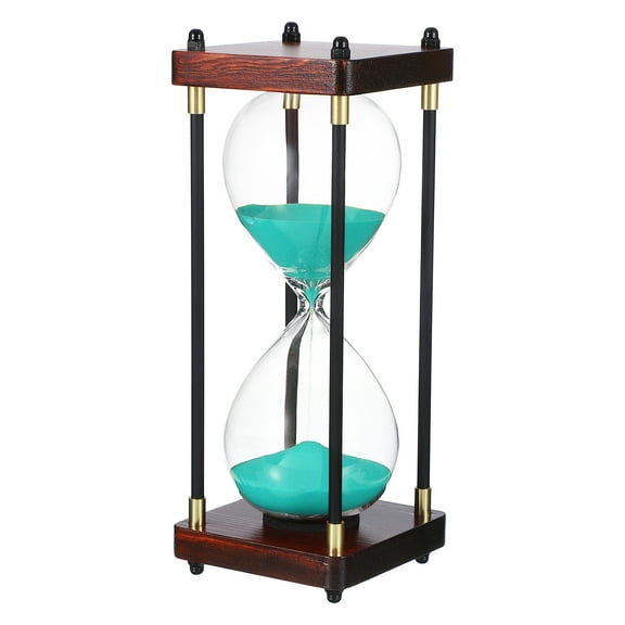 Uxcell Large Decorative Sand Timer, 60 Minutes Wood Hour Glass Timer Modern Wooden Hour Glass for Cooking Game Office Classroom Kitchen Home, Green(Style 2)
