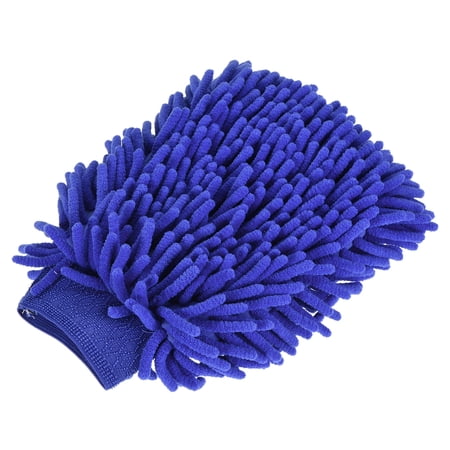 Uxcell Large Double-Side Microfiber Soft Chenille Dusting Wash Mitten Dark Blue