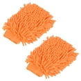 thumbnail image 1 of Uxcell Large Double-Side Microfiber Soft Chenille Dusting Wash Mitten Orange 2 Pack, 1 of 5