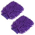 thumbnail image 1 of Uxcell Large Double-Side Microfiber Soft Chenille Dusting Wash Mitten Purple 2 Pack, 1 of 5