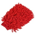 thumbnail image 1 of Uxcell Large Double-Side Microfiber Soft Chenille Dusting Wash Mitten Rose Red, 1 of 5