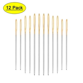 25 Pcs Self Threading Sewing Needles, 5 Assorted Sizes (1.6, 1.8, 2, 2.2, 2.4 Inches) Embroidery Needles for Hand Sewing, Large Eye Stainless Steel