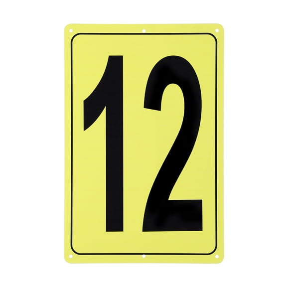 Uxcell Large Metal Number Sign, 12x8" Rectangle Aluminum Number 12 Sign Plate Area Marker Parking Weather-Resistant Signs for Indoor Outdoor Use, Yellow