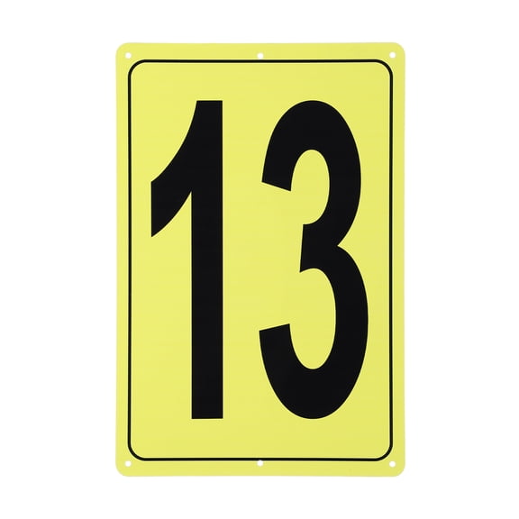 Uxcell Large Metal Number Sign, 12x8" Rectangle Aluminum Number 13 Sign Plate Area Marker Parking Weather-Resistant Signs for Indoor Outdoor Use, Yellow