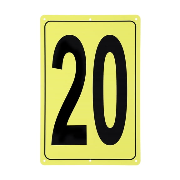 Uxcell Large Metal Number Sign, 12x8" Rectangle Aluminum Number 20 Sign Plate Area Marker Parking Weather-Resistant Signs for Indoor Outdoor Use, Yellow