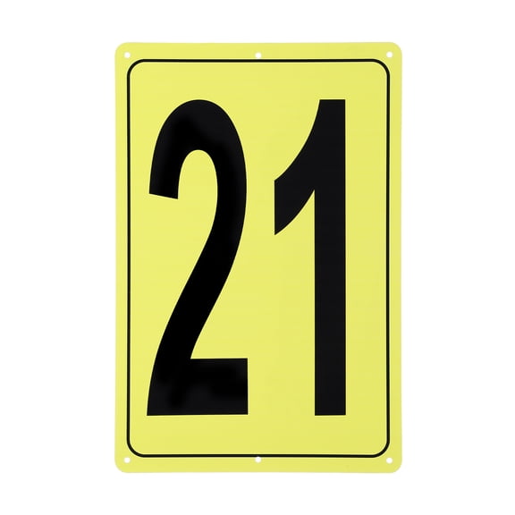 Uxcell Large Metal Number Sign, 12x8" Rectangle Aluminum Number 21 Sign Plate Area Marker Parking Weather-Resistant Signs for Indoor Outdoor Use, Yellow