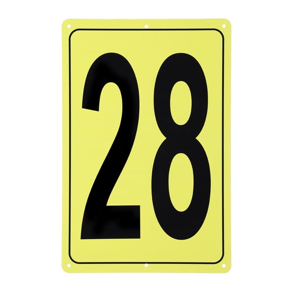 Uxcell Large Metal Number Sign, 12x8" Rectangle Aluminum Number 28 Sign Plate Area Marker Parking Weather-Resistant Signs for Indoor Outdoor Use, Yellow