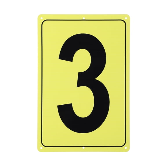 Uxcell Large Metal Number Sign, 12x8" Rectangle Aluminum Number 3 Sign Plate Area Marker Parking Weather-Resistant Signs for Indoor Outdoor Use, Yellow