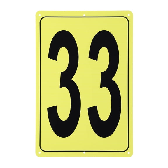 Uxcell Large Metal Number Sign, 12x8" Rectangle Aluminum Number 33 Sign Plate Area Marker Parking Weather-Resistant Signs for Indoor Outdoor Use, Yellow