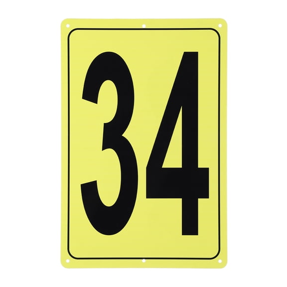 Uxcell Large Metal Number Sign, 12x8" Rectangle Aluminum Number 34 Sign Plate Area Marker Parking Weather-Resistant Signs for Indoor Outdoor Use, Yellow