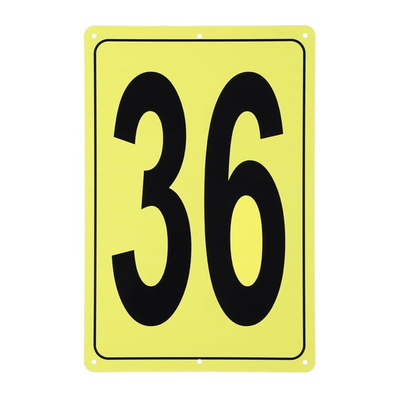 Uxcell Large Metal Number Sign, 12x8" Rectangle Aluminum Number 36 Sign Plate Area Marker Parking Weather-Resistant Signs for Indoor Outdoor Use, Yellow