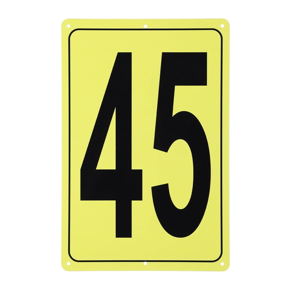 Uxcell Large Metal Number Sign, 12x8" Rectangle Aluminum Number 45 Sign Plate Area Marker Parking Weather-Resistant Signs for Indoor Outdoor Use, Yellow