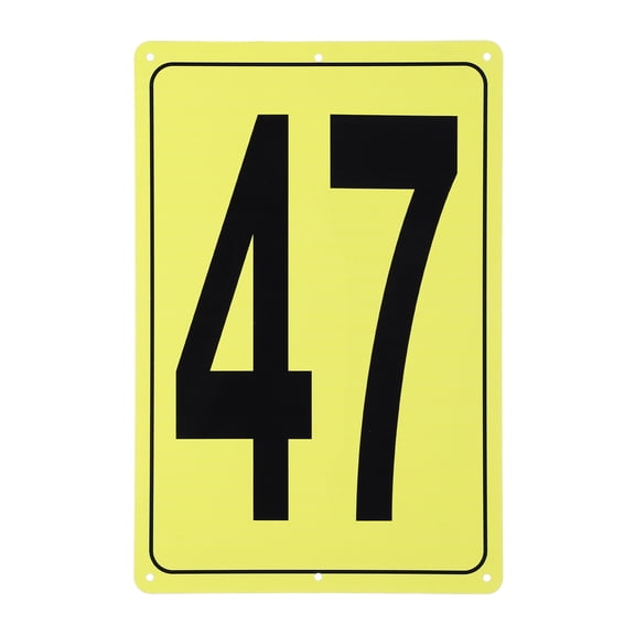 Uxcell Large Metal Number Sign, 12x8" Rectangle Aluminum Number 47 Sign Plate Area Marker Parking Weather-Resistant Signs for Indoor Outdoor Use, Yellow