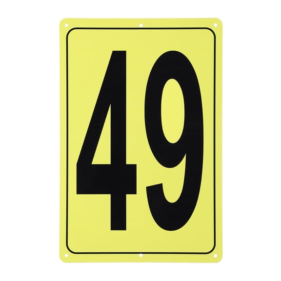 Uxcell Large Metal Number Sign, 12x8" Rectangle Aluminum Number 49 Sign Plate Area Marker Parking Weather-Resistant Signs for Indoor Outdoor Use, Yellow