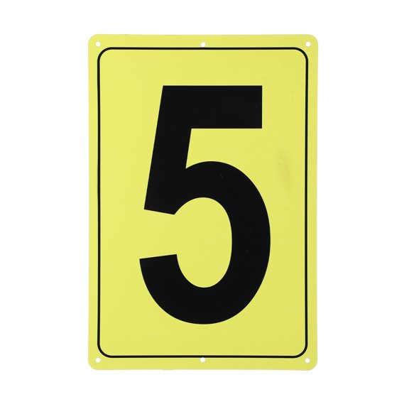 Uxcell Large Metal Number Sign, 12x8" Rectangle Aluminum Number 5 Sign Plate Area Marker Parking Weather-Resistant Signs for Indoor Outdoor Use, Yellow