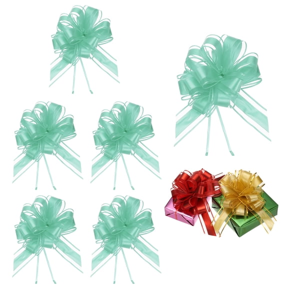 Uxcell Large Pull Bow Gift Wrapping, Ribbon Organza Metallic Green Bows for Gift Wrapping Wedding Baskets Car Teal