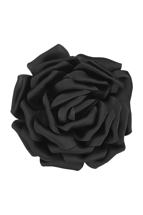 Large Rose Flower Brooches Lapel Pin, Lapel Pins Dainty Satin Fabric Big Camellia Flowers Oversized Brooches and Pins for Wedding/Parties/Clothes/Jewelry [16cm, Black]