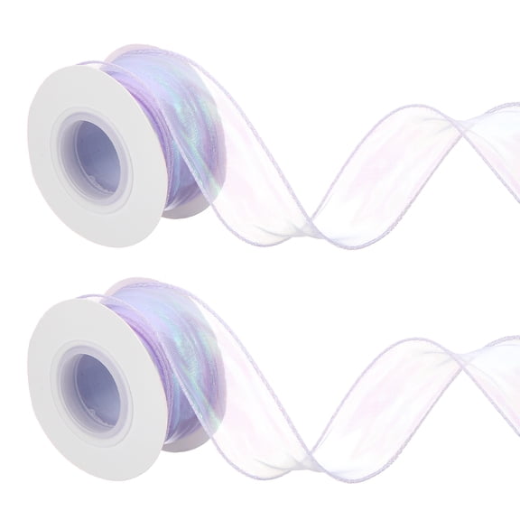 Uxcell Laser Organza Ribbon (2 Inch x 10 Yards) - Shimmer Sheer Organza Ribbons, for DIY Craft Gift Wrapping Bow Bouquet Christmas Tree Decoration, Purple