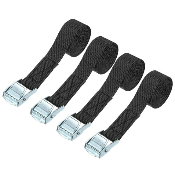 Uxcell Lashing Strap with Buckles, Cam Buckle Tie Down Straps Adjustable Heavy Duty Secure Cinch Straps for Kayak Bicycles Black