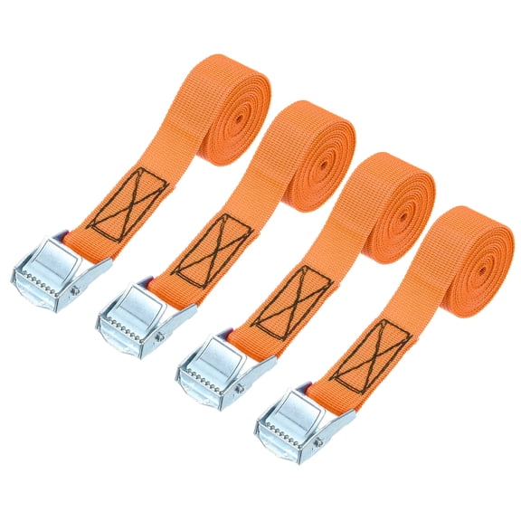 Uxcell Lashing Strap with Buckles, Cam Buckle Tie Down Straps Adjustable Heavy Duty Secure Cinch Straps for Kayak Bicycles Orange