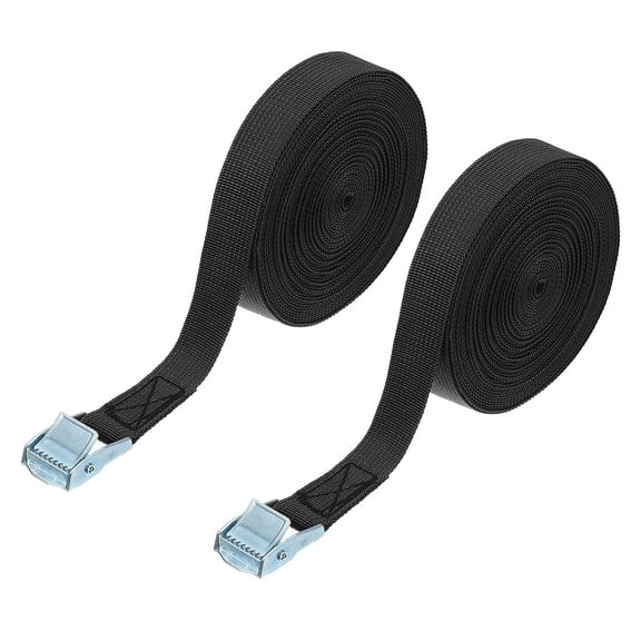 Uxcell Lashing Strap with Buckles, Cam Buckle Tie Down Straps for Cargo, Kayak, and Bicycles Black 33ft