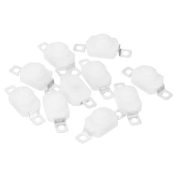 Uxcell Latching Push Button Switch, 10 Pcs Flat Pin with Hole On/Off Self Lock DC 30V 1A Micro Switch, White