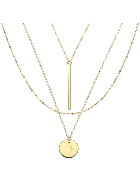Layered Initial Necklaces for Women Trendy, 14K Gold Plated Letter D Initial Necklace Layered Stack Pendant Locket Chain Birthday Gifts for Man Women Jewelry Party Accessory