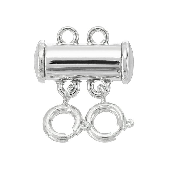 Uxcell Layering Necklace Clasp 2 Strands Slide Magnetic Tube Lock Clasp, Silver
