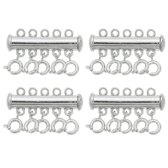 Uxcell Layering Necklace Clasp 4Pack 5 Strands Slide Magnetic Tube Lock Clasp, Silver