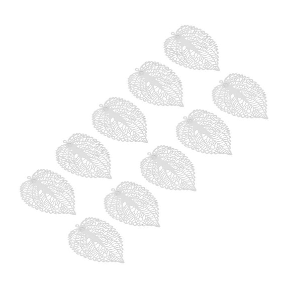 Uxcell Leaf Pendants, 10 Pack Metal Tree Leaf Beads Bulk Leaves Charm Mesh for Jewelry Making Style 6, Silver