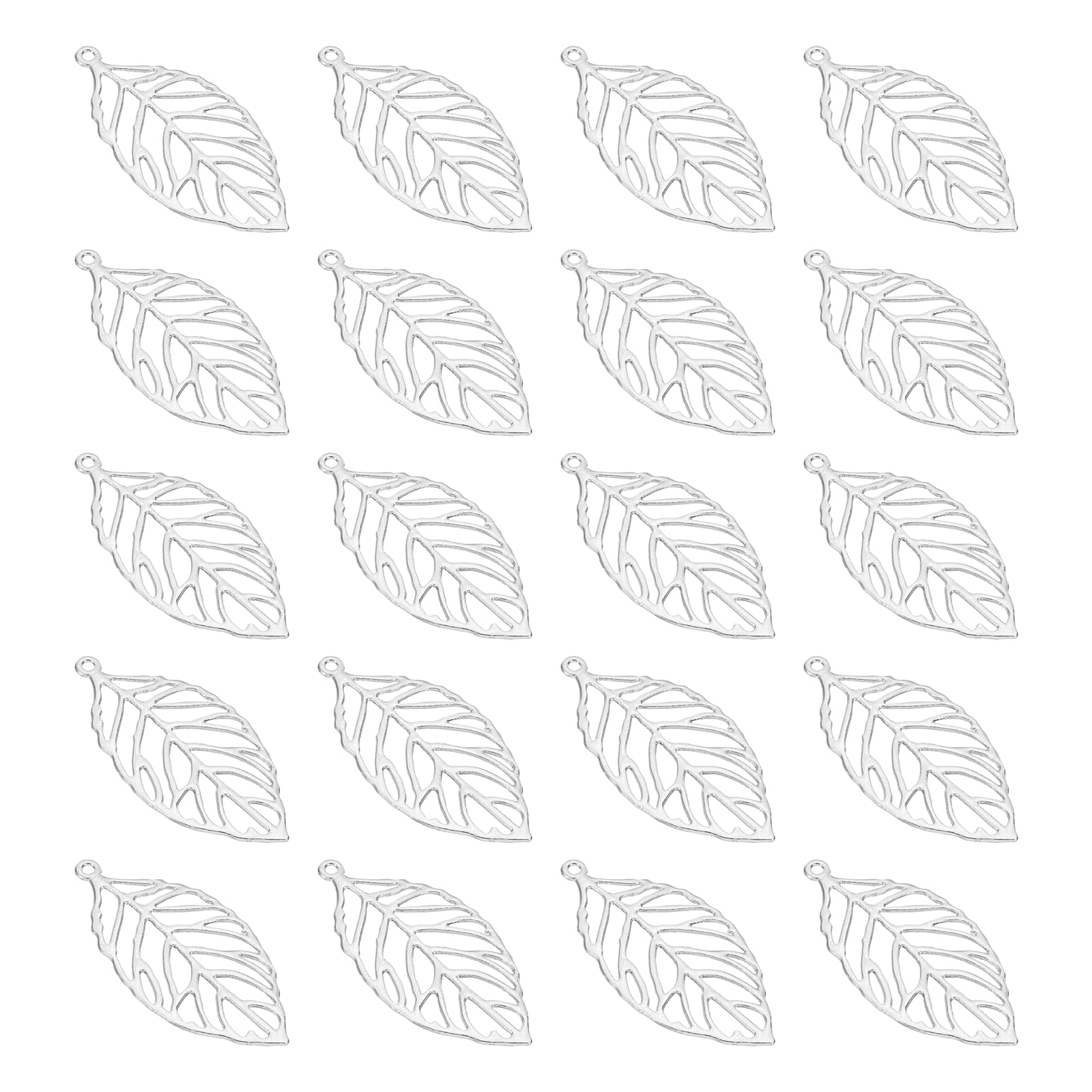 PATIKIL 100 Pack Leaf Pendants - Gold Tone Metal Leaf Charms For Jewelry Making, Bracelets, Necklaces, Keychains - View #2