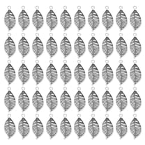 Uxcell Leaf Pendants, 50 Pack Metal Tree Leaf Beads Bulk Leaves Charm for Jewelry Making Style 19, Silver
