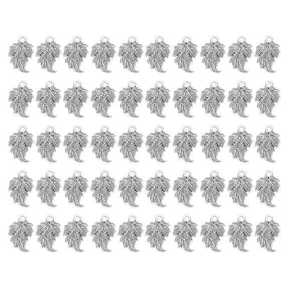 Uxcell Leaf Pendants, 50 Pack Metal Tree Leaf Beads Bulk Leaves Charm for Jewelry Making Style 5, Silver