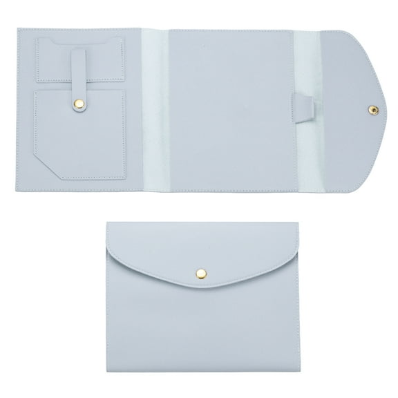 Uxcell Leather A5 Notebook Cover for Business Cards Documents with Pen Holder, Blue