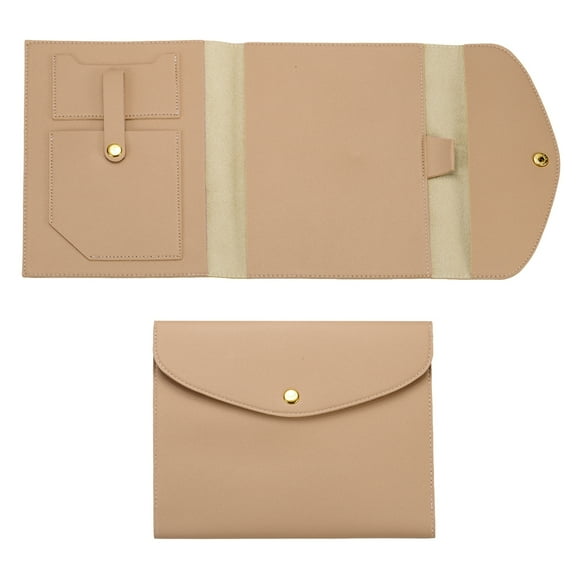 Uxcell Leather A5 Notebook Cover for Business Cards Documents with Pen Holder, Light Brown