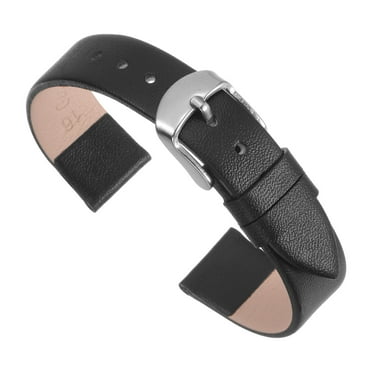 Uxcell Leather Band 14mm Width Smooth Flat Leather Watch Strap for Women, Black