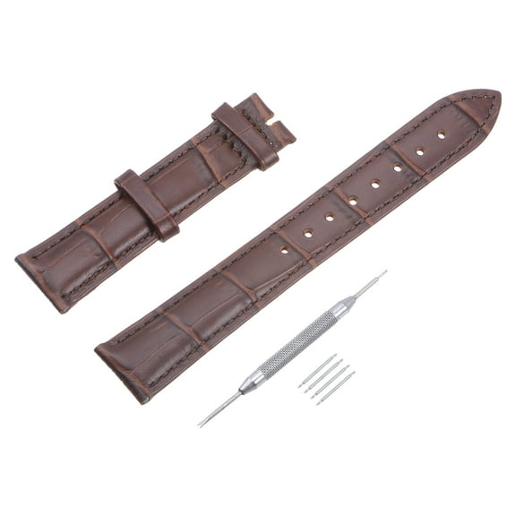 Uxcell Leather Band Embossed 13mm Leather Watch Strap with Spring Bar Pins, Brown
