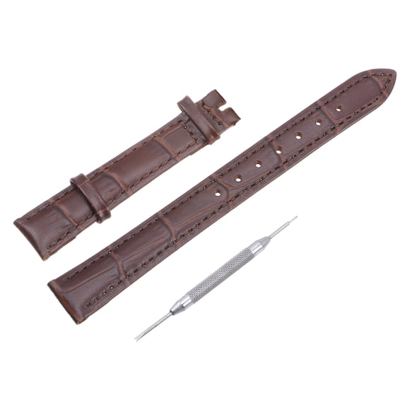 Uxcell Leather Band Embossed 14mm Leather Watch Strap with Installation Tool, Brown