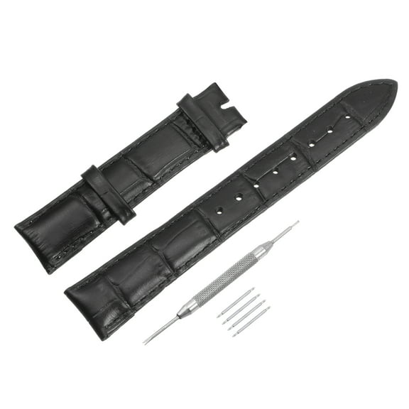 Uxcell Leather Band Embossed 17mm Leather Watch Strap with Spring Bar Pins, Black